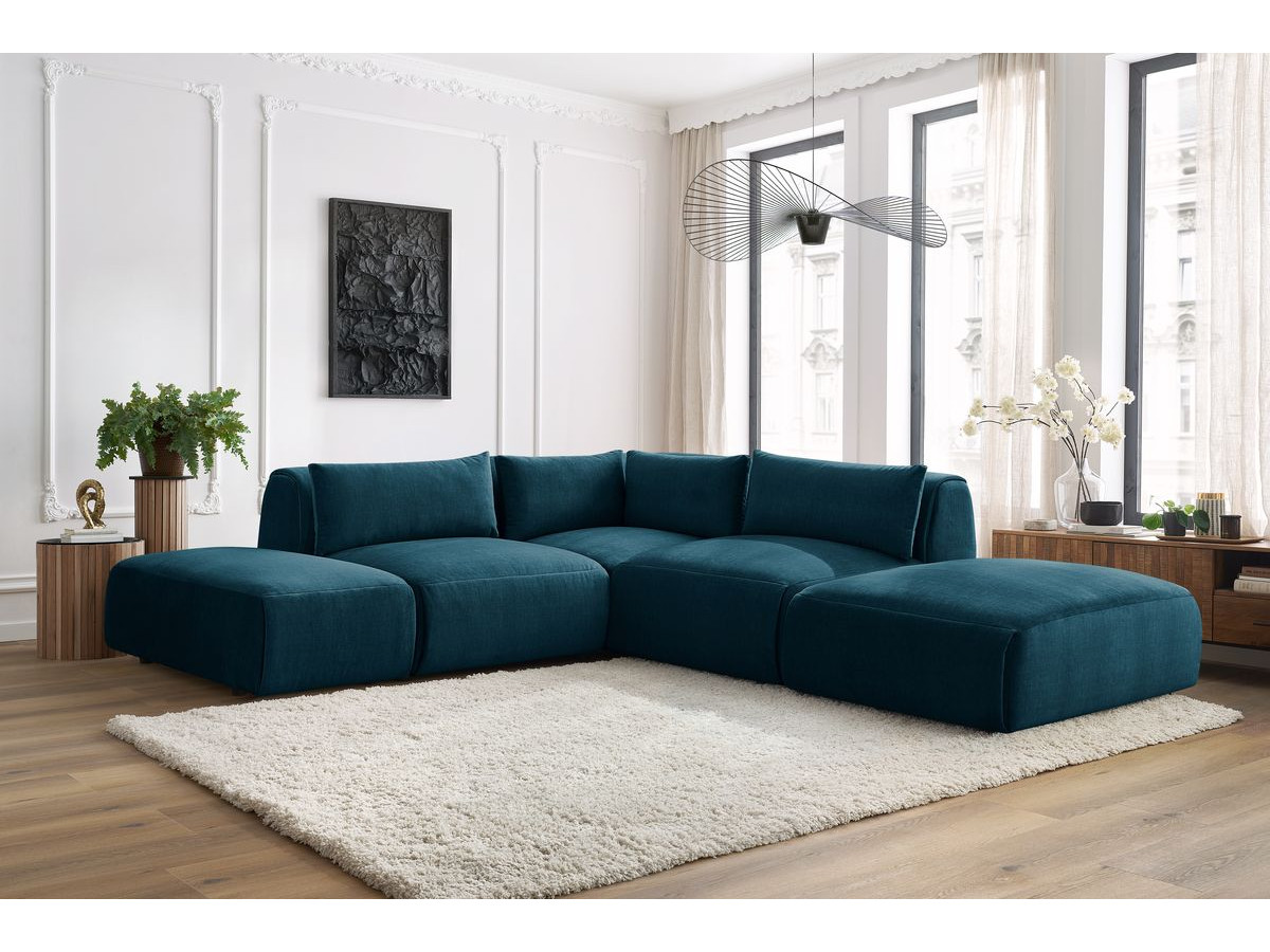 Bobochic Jeanne Ecksofa 271 × 300 cm Samt Dunkelblau