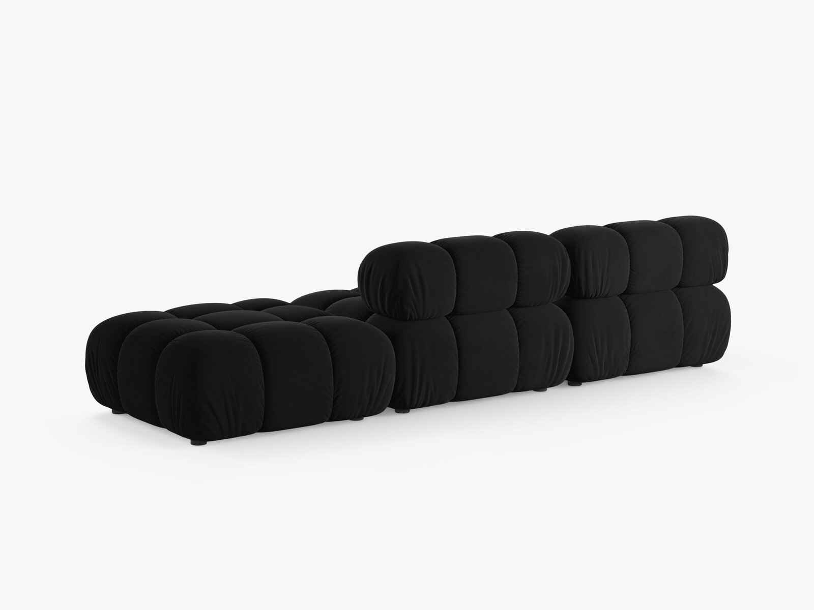 Micadoni Modulares Sofa Bellis 4-Sitzer Rechts Samt Bluvel Schwarz