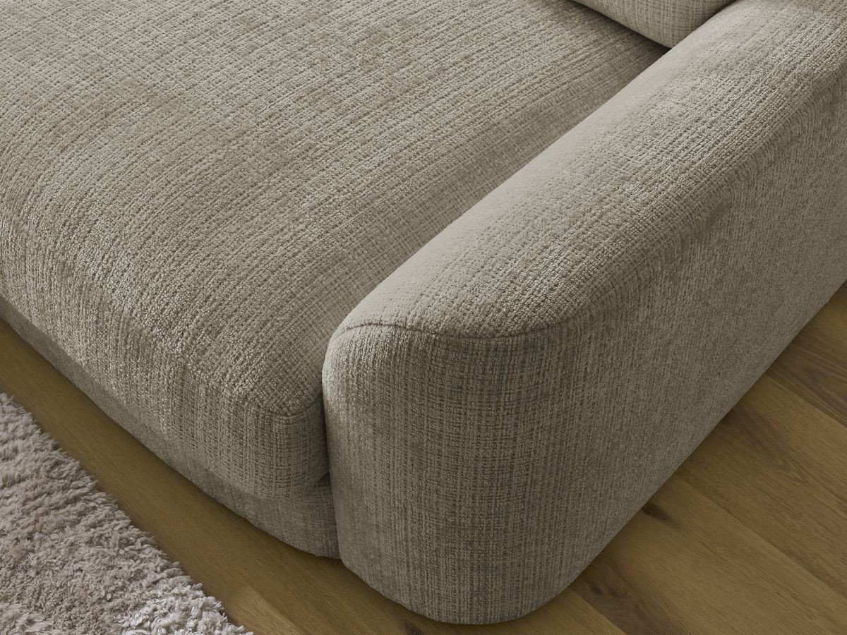 Bobochic Leonore Ecksofa mit Pouf Strukturstoff Taupe Ecke links