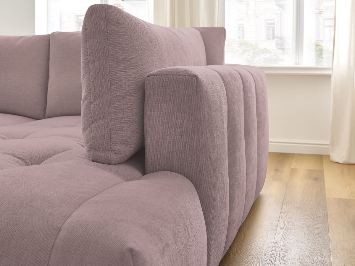 Bobochic Fuji Ecksofa mit Schlaffunktion und Bettkasten 282 × 204 cm Stoff Rosa Ecke rechts