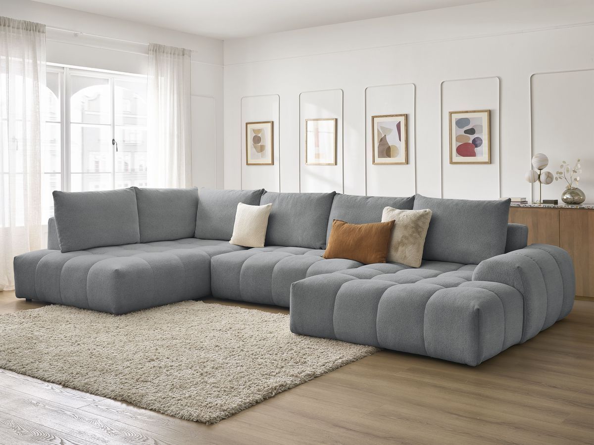 Bobochic Everest Wohnlandschaft, 6 Kissen Melange-Stoff Dunkelgrau Ecke rechts