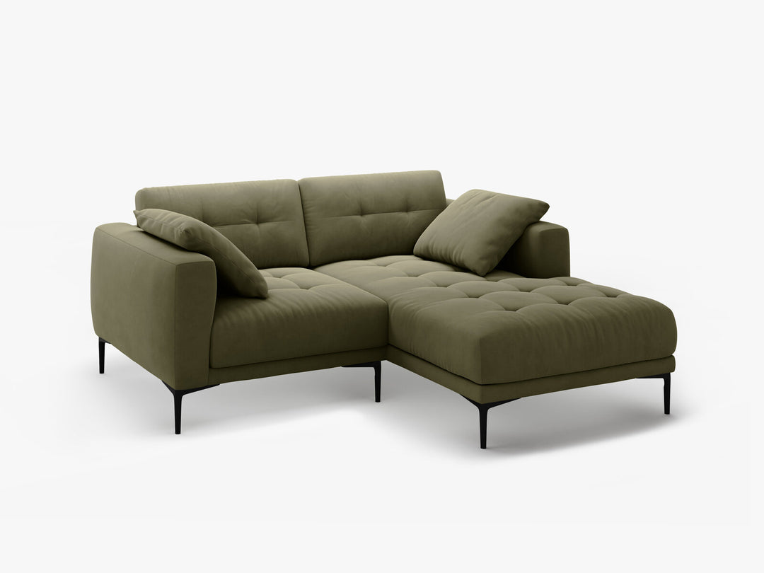 Micadoni Ecksofa Bemy 2-Sitzer Rechts Samt Grün