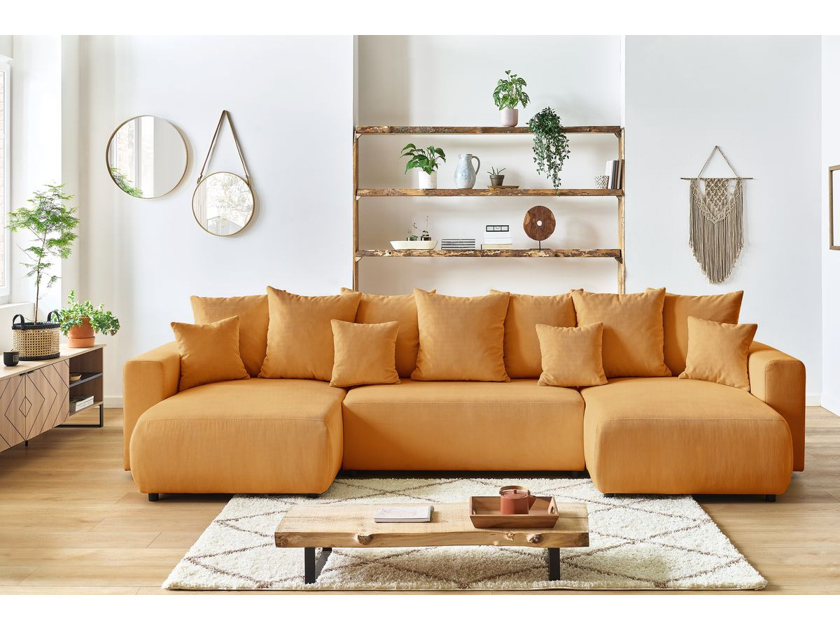Bobochic Envy Wohnlandschaft mit Pouf Cordsamt Gelb
