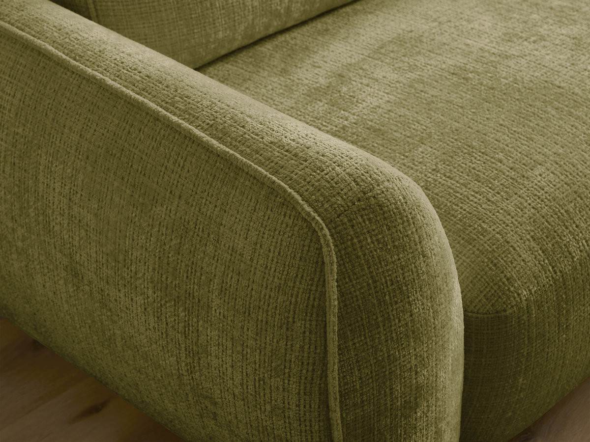 Bobochic Denise Schlafsofa 3-Sitzer mit Bettkasten und Pouf Strukturstoff Grün
