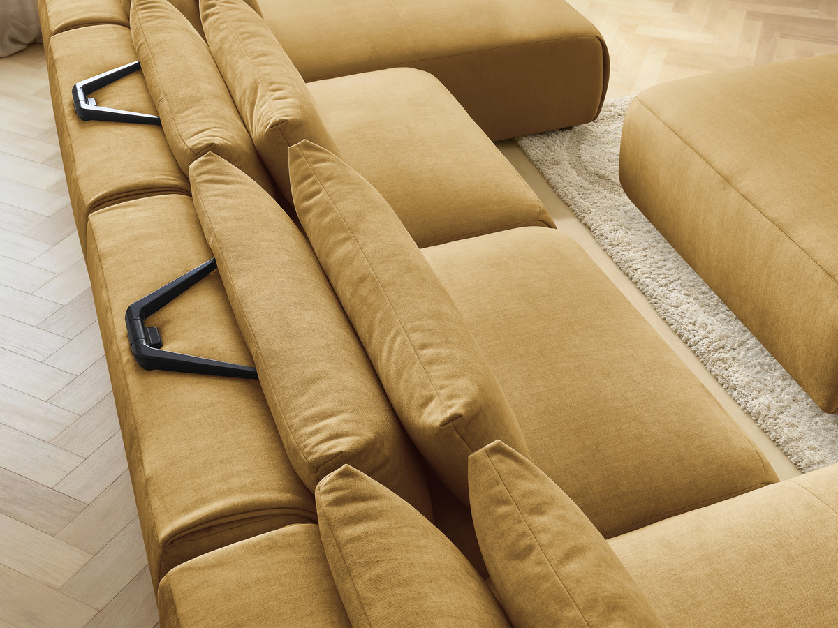 Bobochic Jana Wohnlandschaft mit großem Pouf Samt Gelb