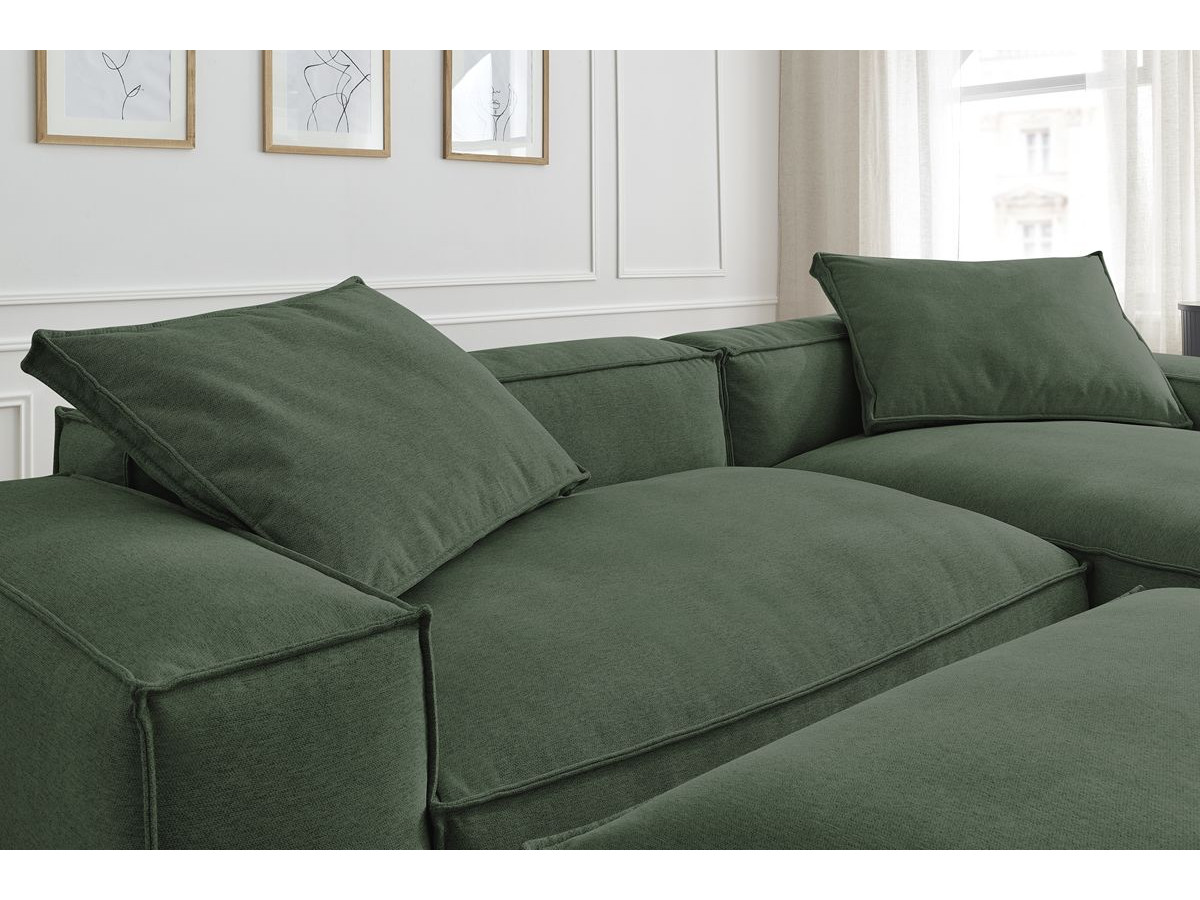 Bobochic Boheme Ecksofa mit Pouf Melange-Stoff Grün