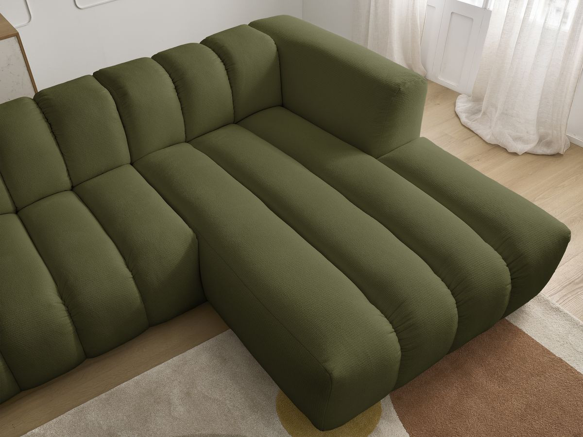 Bobochic Talia Ecksofa Melange-Stoff Grün Ecke rechts