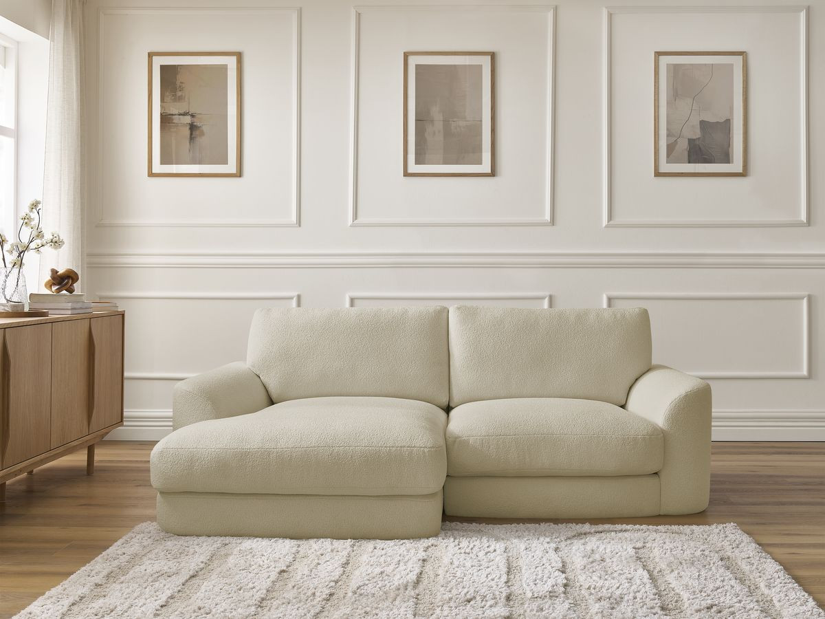 Bobochic Leonore Ecksofa Bouclé-Stoff Beige Ecke links