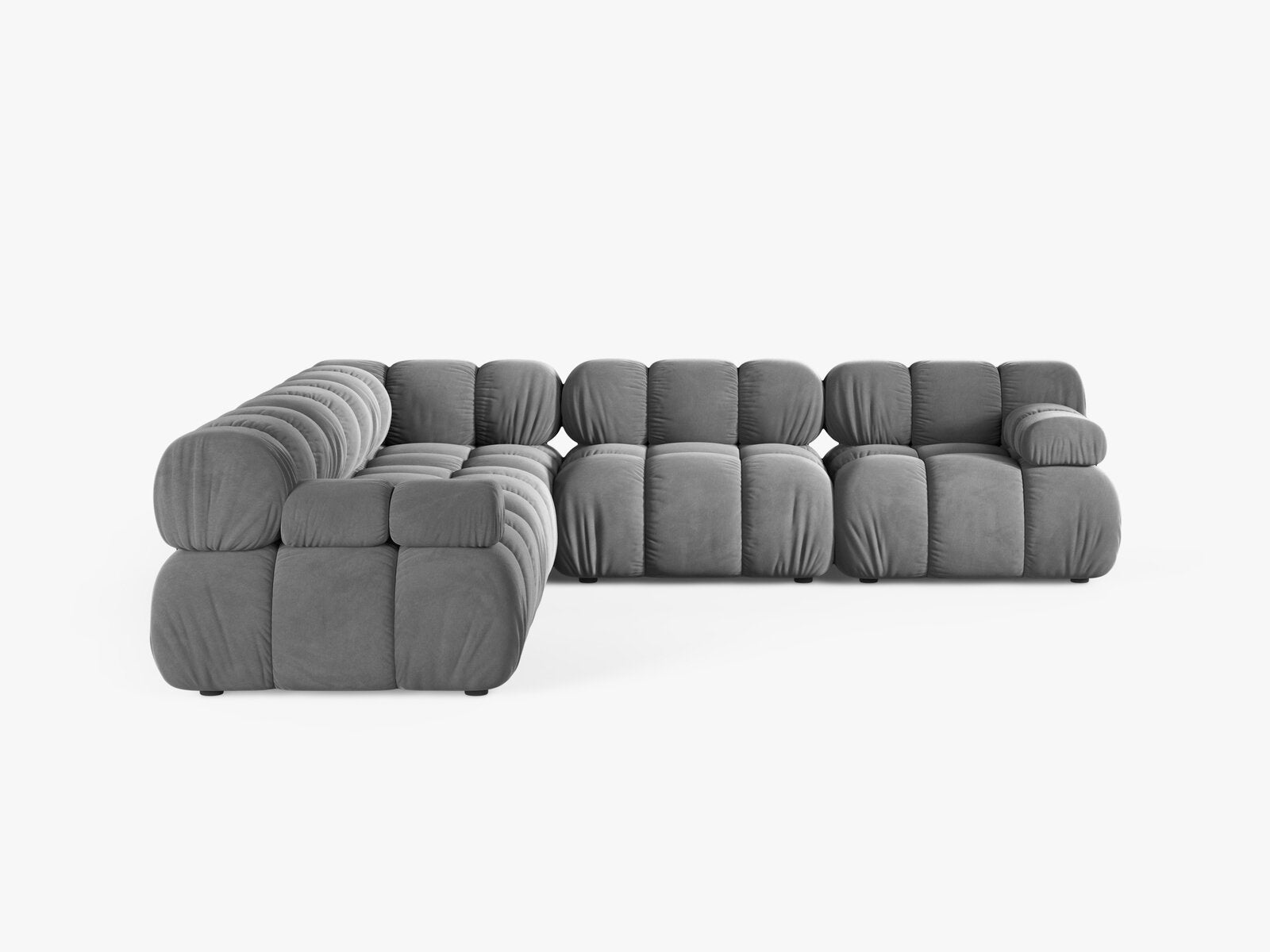 Micadoni Symmetrisches Ecksofa Bellis 5-Sitzer Samt Venus Hellgrau