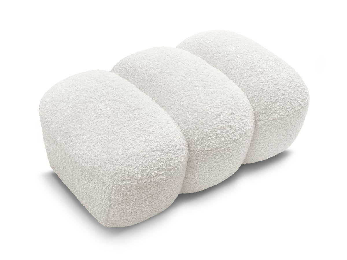 Bobochic Hippolyte Pouf Bouclé-Stoff Weiß