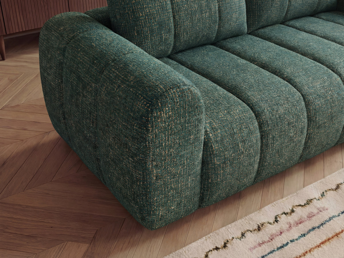 Bobochic Nesty Ecksofa in L-Form, 256 cm Melange-Stoff Dunkelgrün Ecke rechts