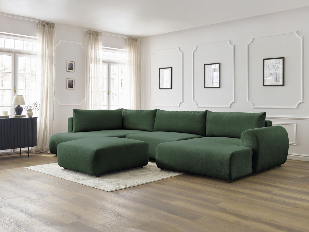 Bobochic Lucien Wohnlandschaft mit Pouf Stoff Grün Ecke rechts