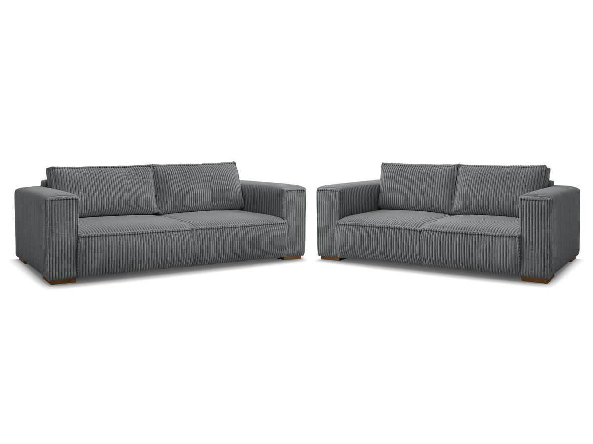 Bobochic Chelsea Sofa 5-Sitzer Breitcord weich Dunkelgrau