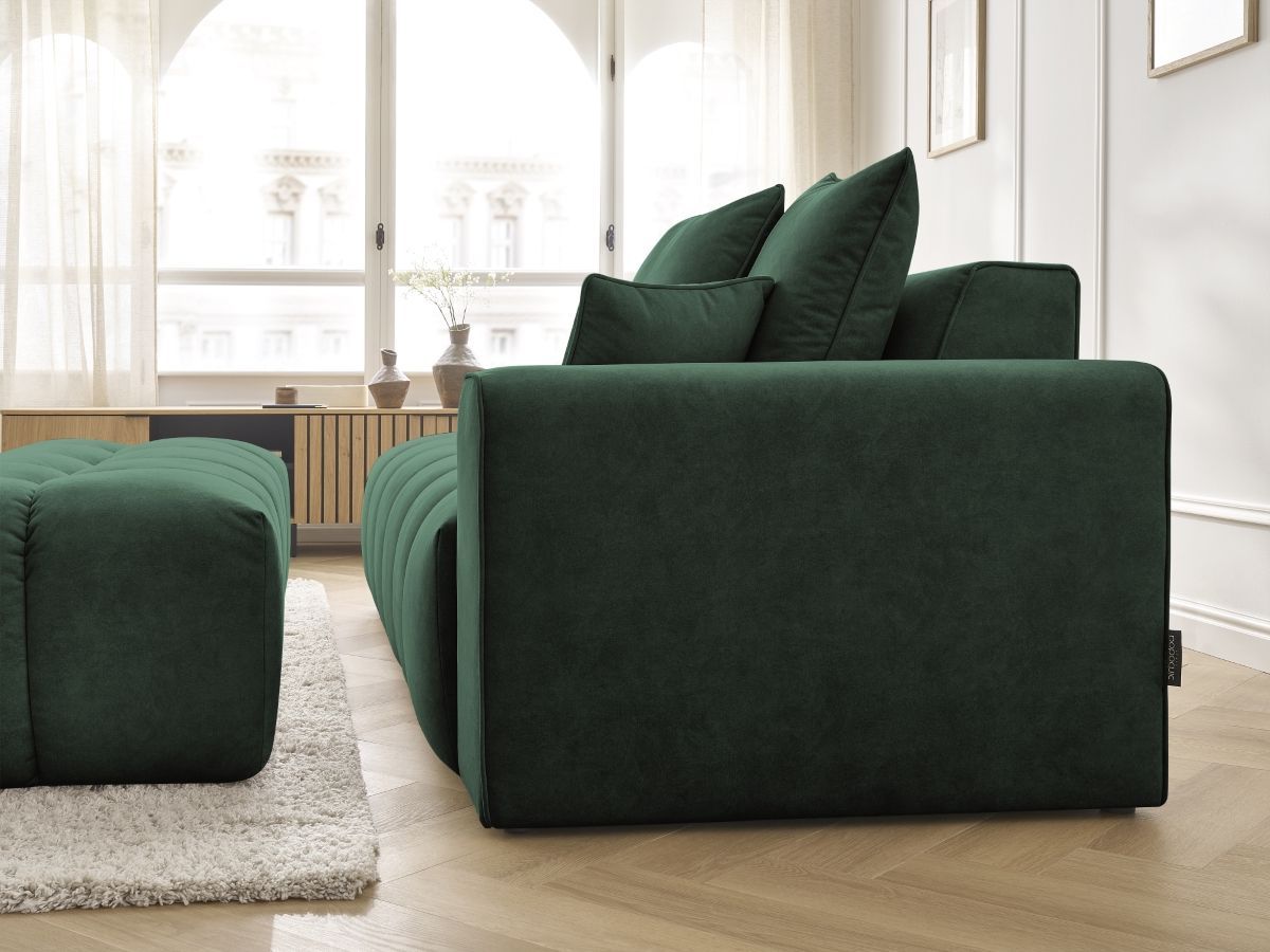 Bobochic Mont-blanc Sofa 5-Sitzer mit Pouf Samt Grün Armlehne rechts