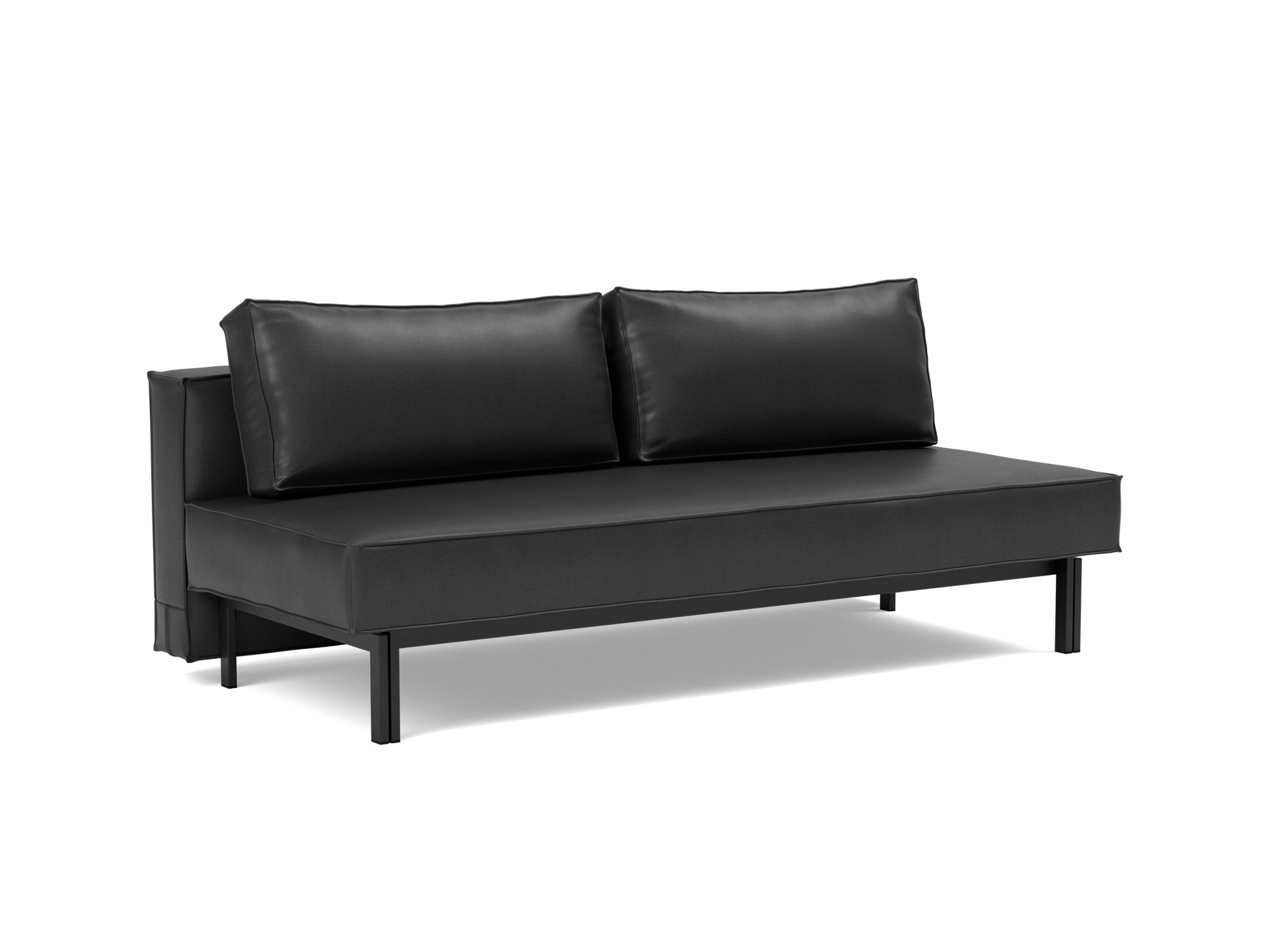 Schlafsofa Sly Lederoptik Faunal 550-Black Beine Schwarzes Metall