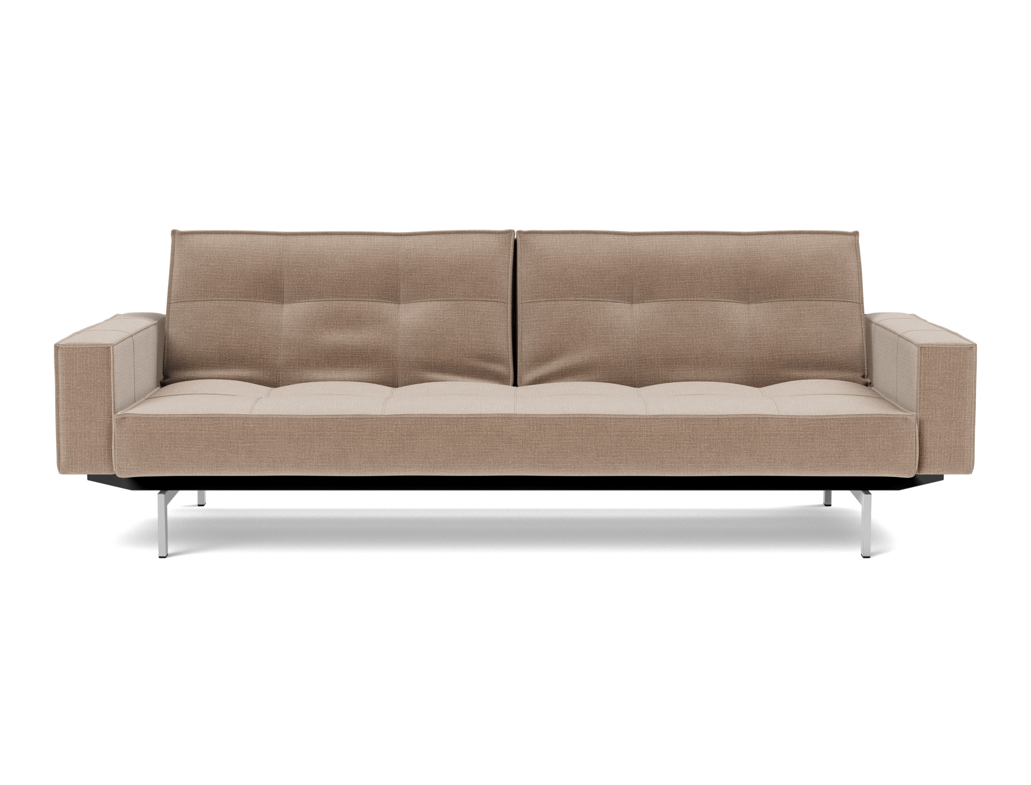 Schlafsofa Splitback mit Armlehnen Chenille Esina 417-Mocha Beine Chrom