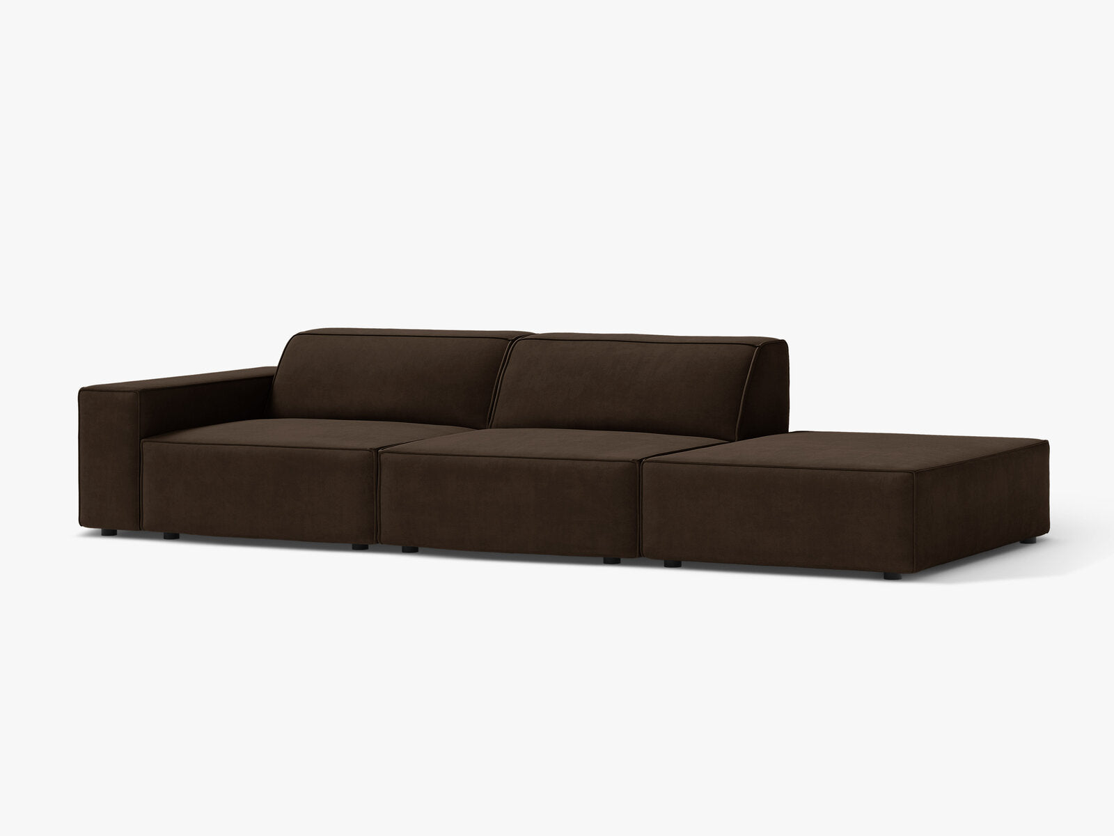 Micadoni Sofa Jodie 3-Sitzer Rechts Samt Bluvel Dunkelbraun