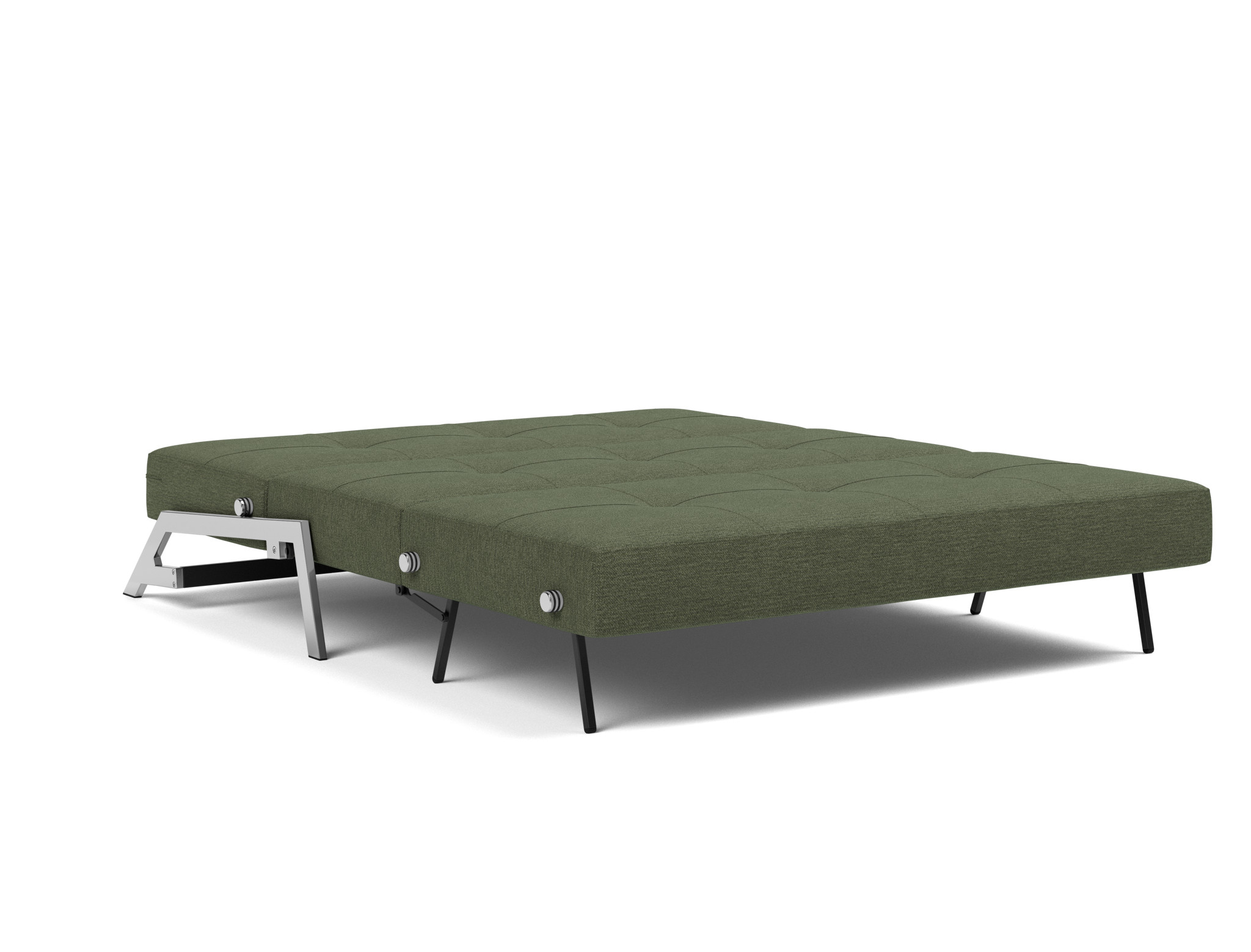 Schlafsofa Cubed 160 Strukturierter Stoff Taura 353-Forest Beine Chrom