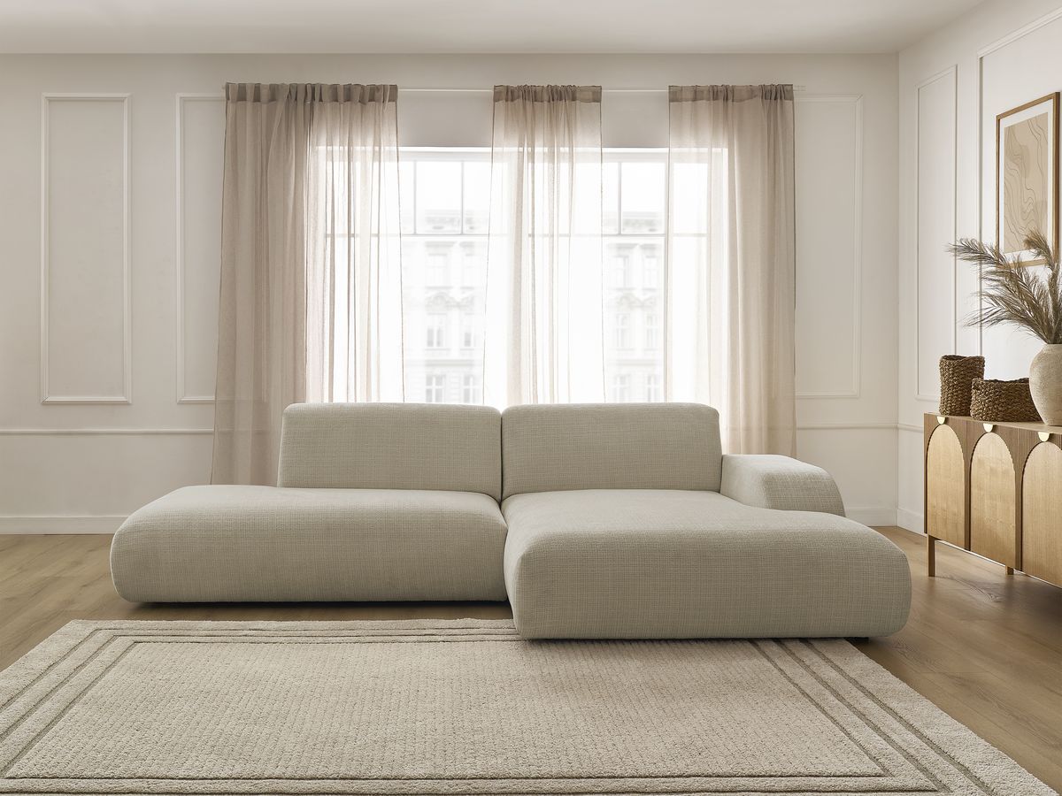 Bobochic Sirius Ecksofa 300 × 170 cm Strukturstoff Beige Ecke rechts