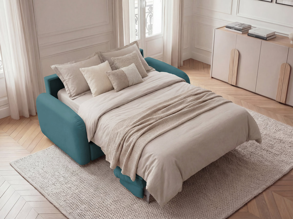 Bobochic Kenan Schlafsofa 3-Sitzer Stoff Dunkelblau, Liegefläche 160 × 196 cm
