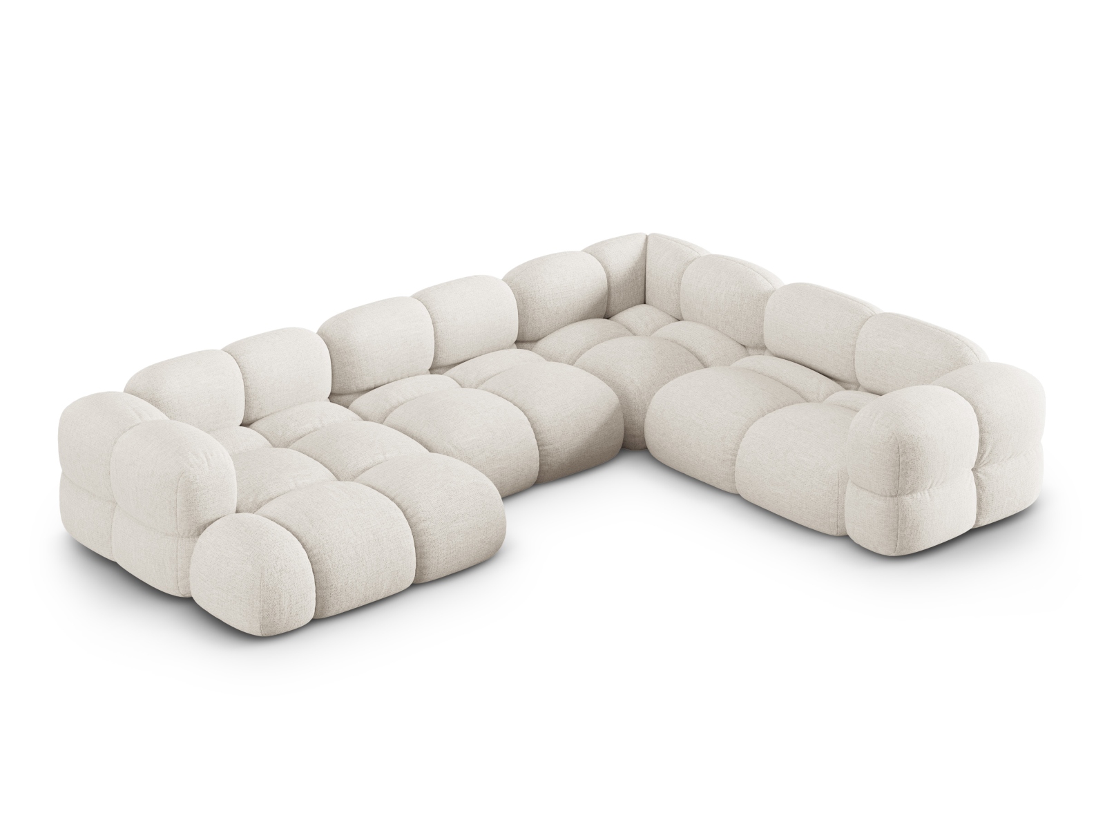 Cosmopolitan Design Panoramasofa Loretto 5-Sitzer Strukturierter Stoff Sorella Beige Rechts