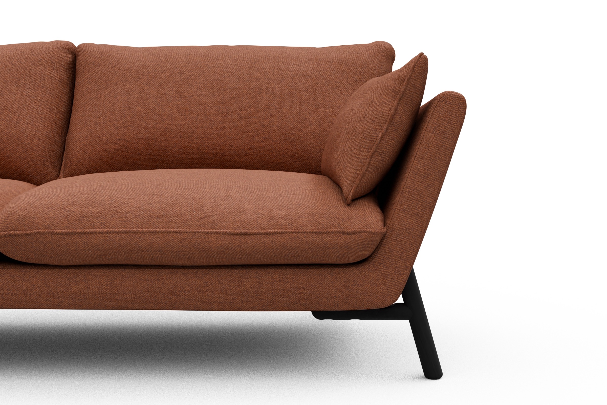 Sofa Emil 2-Sitzer Beinfarbe Eiche Schwarz Weda-Rust