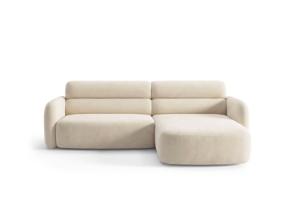 Cosmopolitan Design Ecksofa Malmo 3-Sitzer Samt Bluvel Helles Beige Rechts