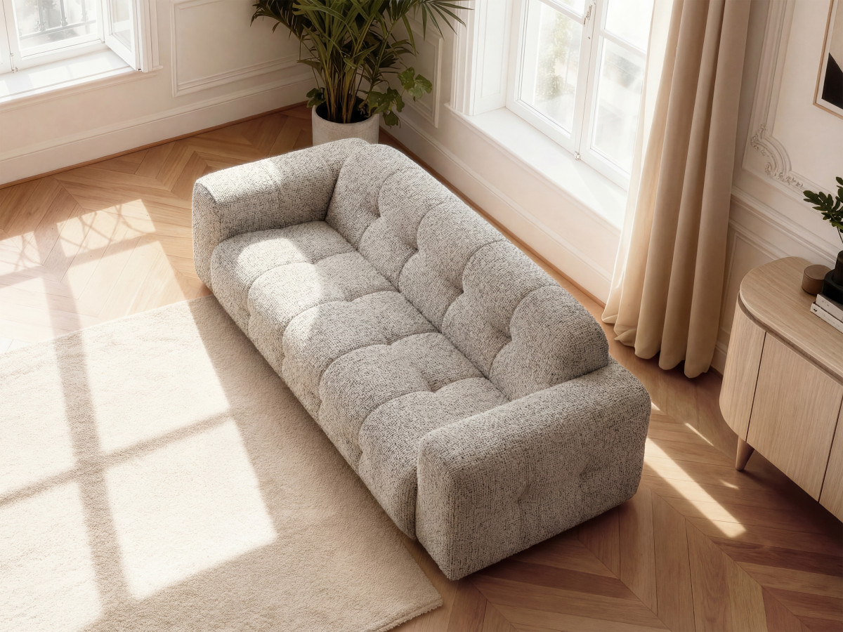 Bobochic Laura Sofa 3-Sitzer Melange-Stoff Taupe
