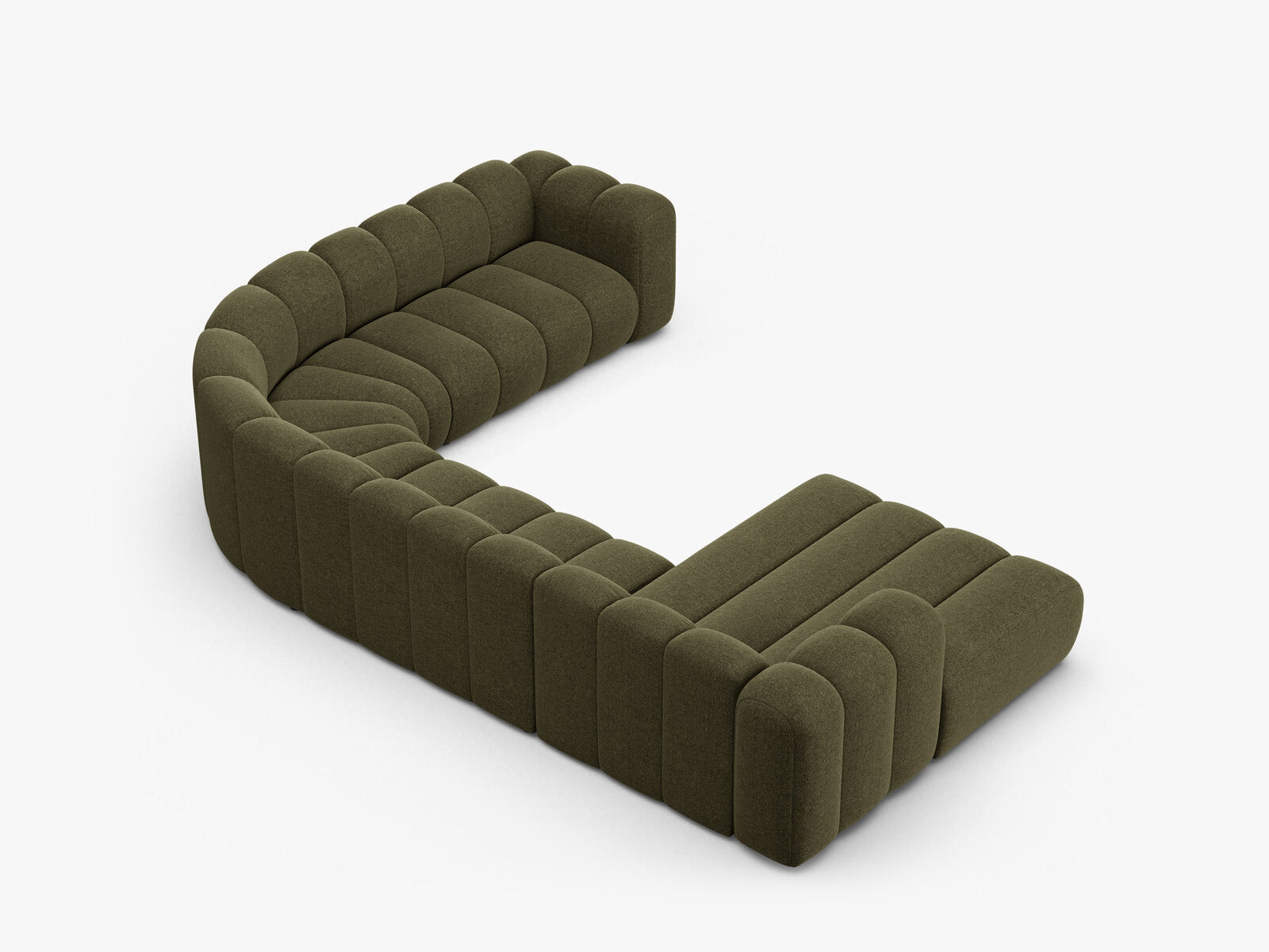 Micadoni Modulares Panorama Ecksofa Lupine 6-Sitzer Rechts Chenille Eden Grün