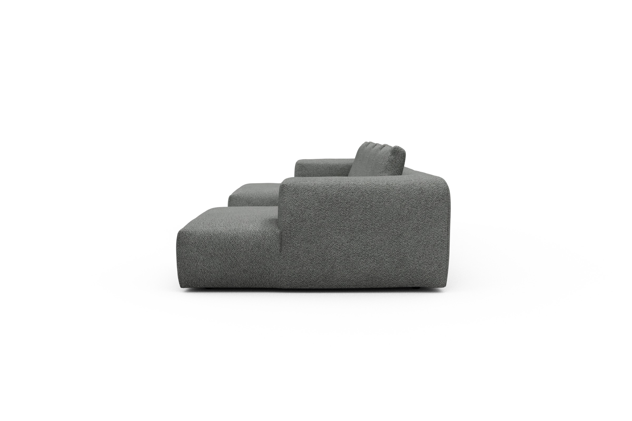 Wohnlandschaft Fred mit 2-Sitzer und Chaiselongue beidseitig Vanora-Warm-Grey