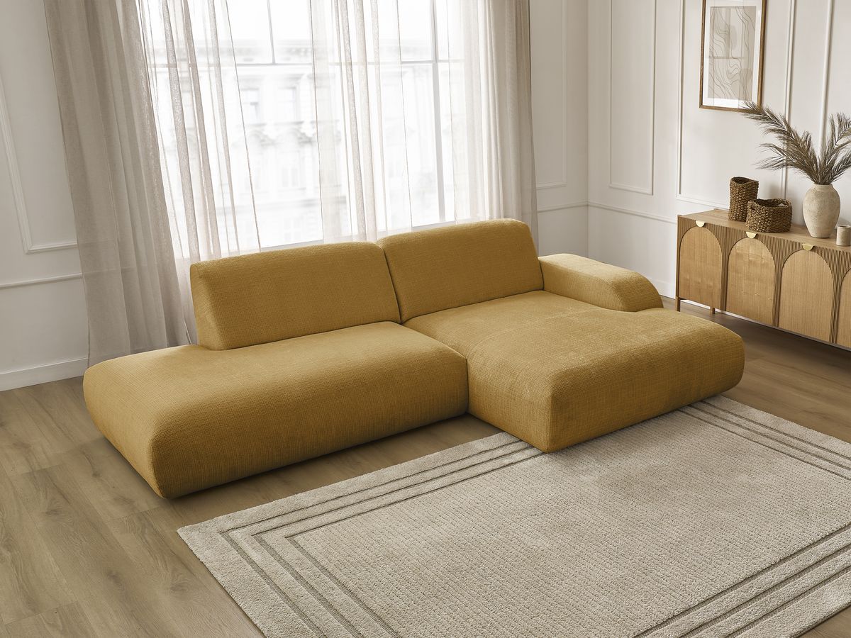 Bobochic Sirius Ecksofa 300 × 170 cm Strukturstoff Gelb Ecke rechts