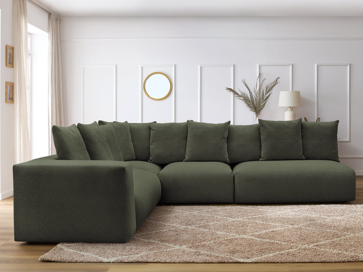 Bobochic Voltaire Ecksofa 322 × 268 cm Melange-Stoff Grün Ecke links
