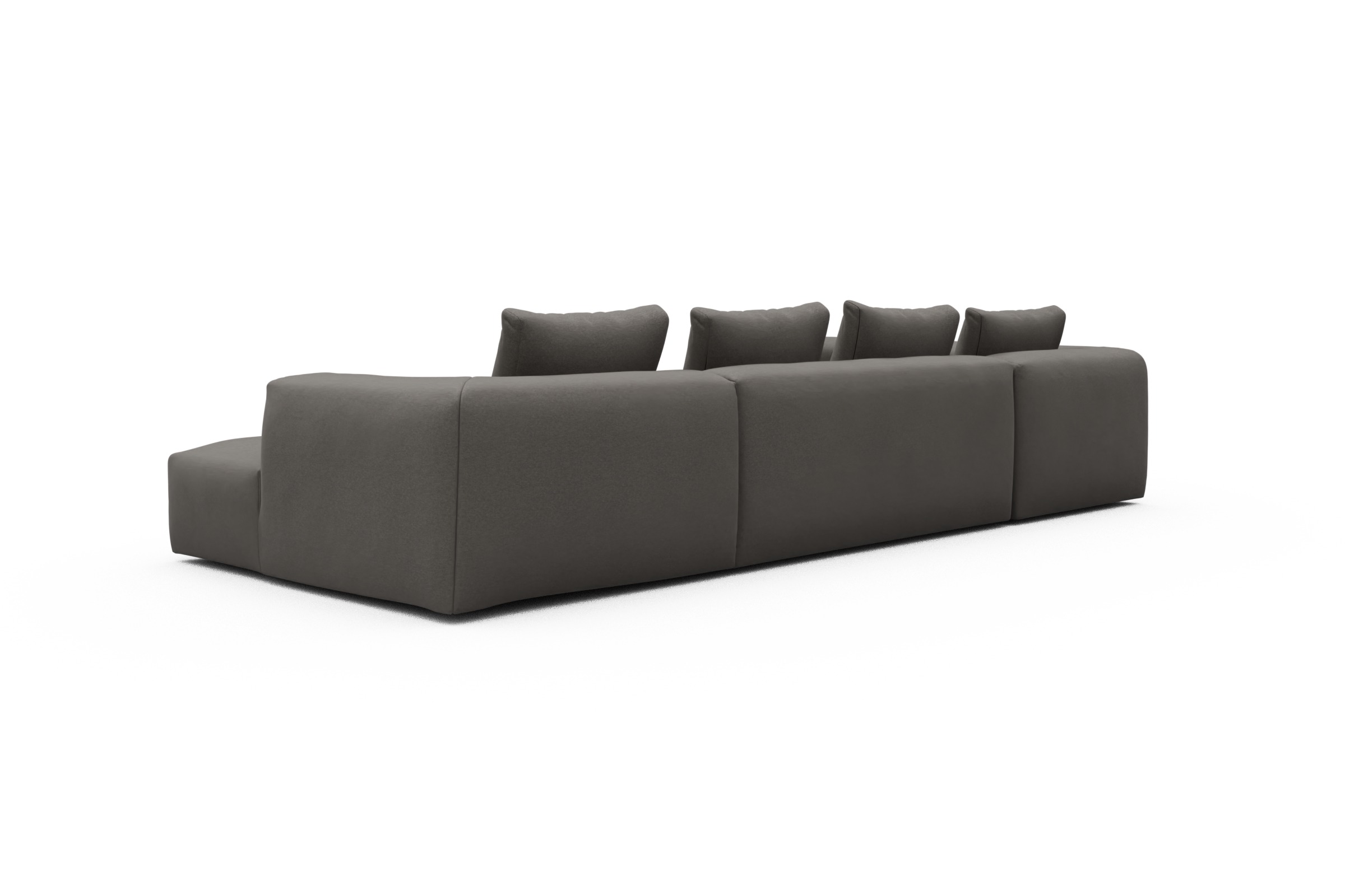 Wohnlandschaft Fred Chaiselongue rechts mit 2-Sitzer und lange Armlehne links Satya-Taupe