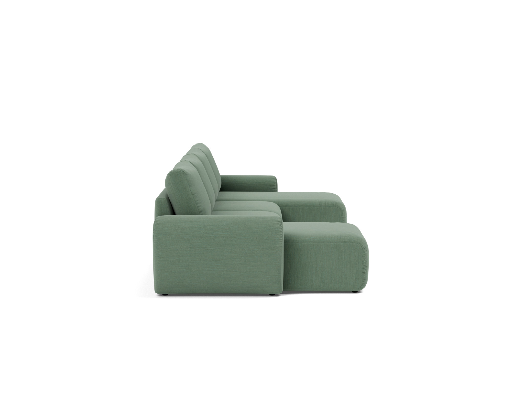 Schlafsofa Norum U-Form mit Curve-Armlehnen Flachgewebe Elegance 518-Green