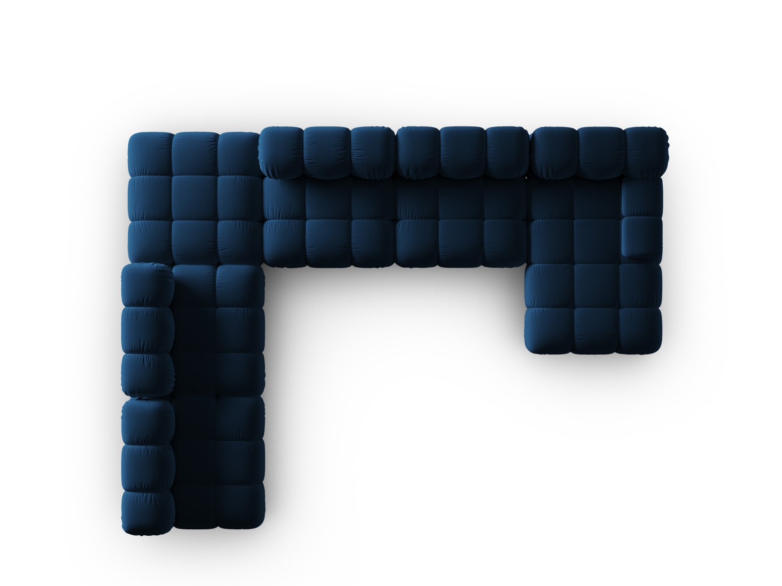 Micadoni Modulares Panorama Ecksofa Bellis 7-Sitzer Links Samt Bluvel Königsblau
