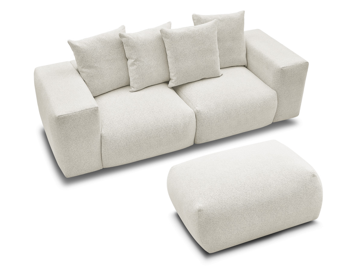 Bobochic Voltaire Sofa 4-Sitzer mit Pouf 248 × 100 cm Melange-Stoff Weiß