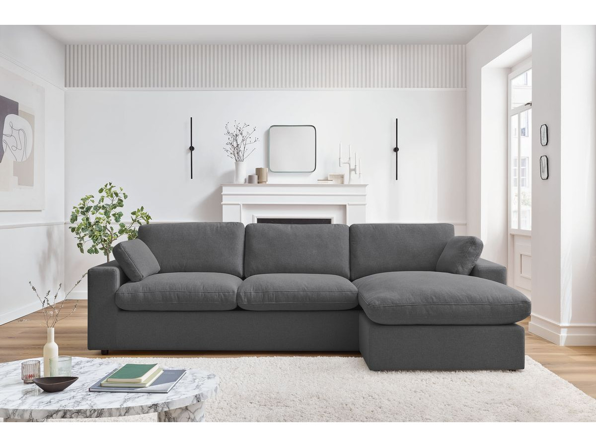 Bobochic Belair Ecksofa 280 × 139 cm Stoff Dunkelgrau