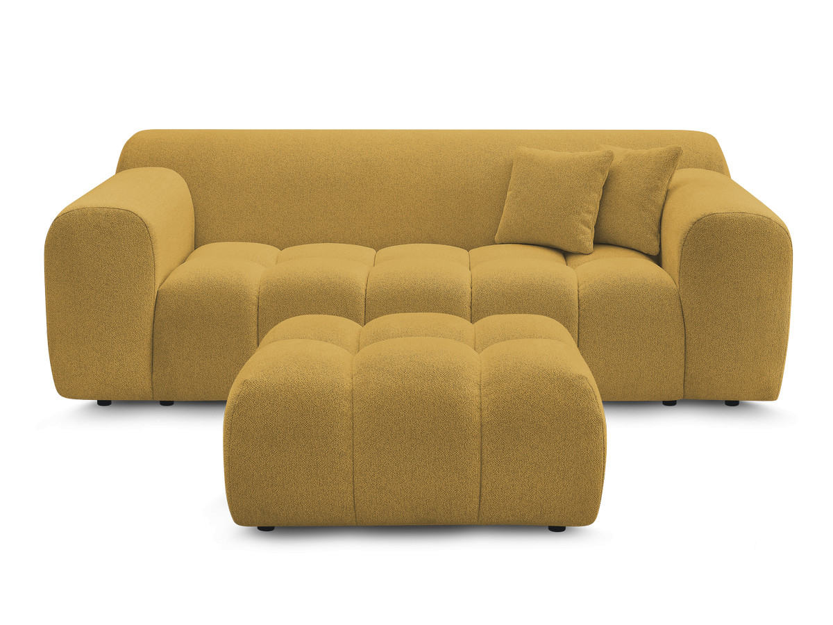 Bobochic Melisse Sofa 2-Sitzer mit Pouf Melange-Stoff Gelb