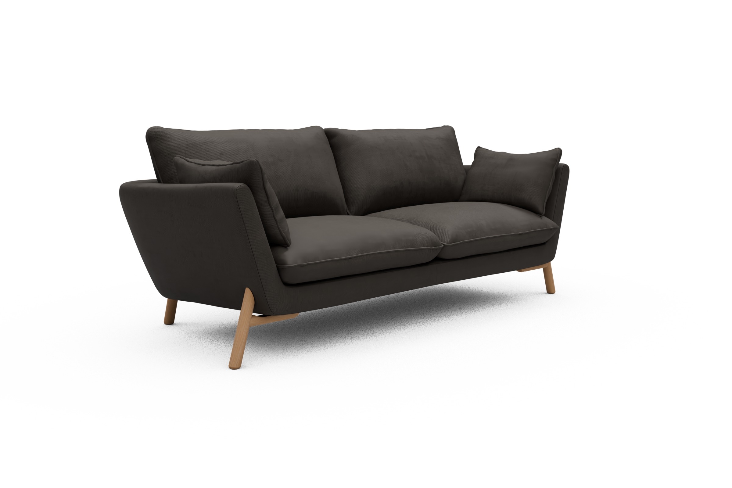 Sofa Emil 3-Sitzer Beinfarbe Eiche Natur Cordufine-Taupe