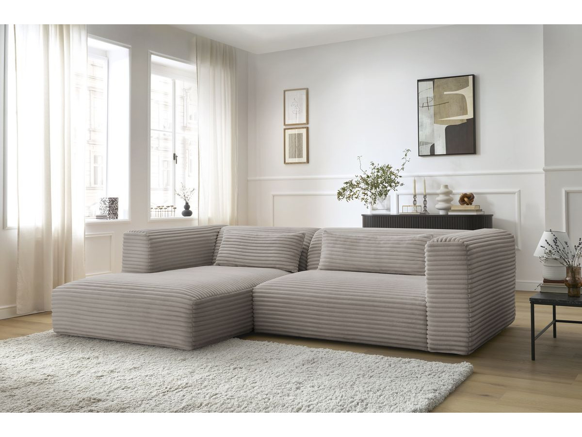 Bobochic Harry Ecksofa Breitcord weich Taupe Ecke links