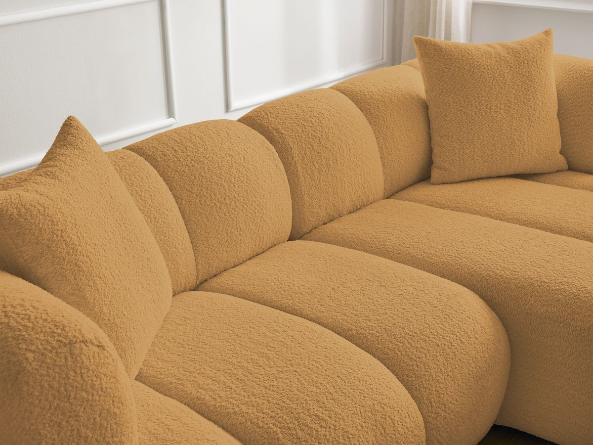 Bobochic Pamira Ecksofa mit Pouf Bouclé-Stoff Gelb Ecke rechts