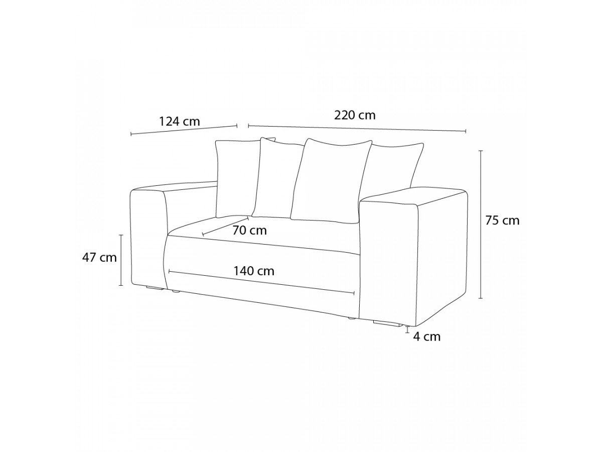 Bobochic Voltaire Sofa 2-Sitzer Cordsamt Beige