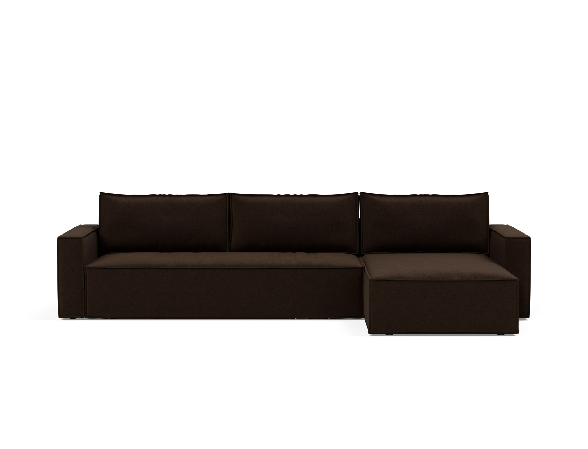 Schlafsofa Newilla mit Chaiselongue Strukturierter Stoff Taura 358-Chocco