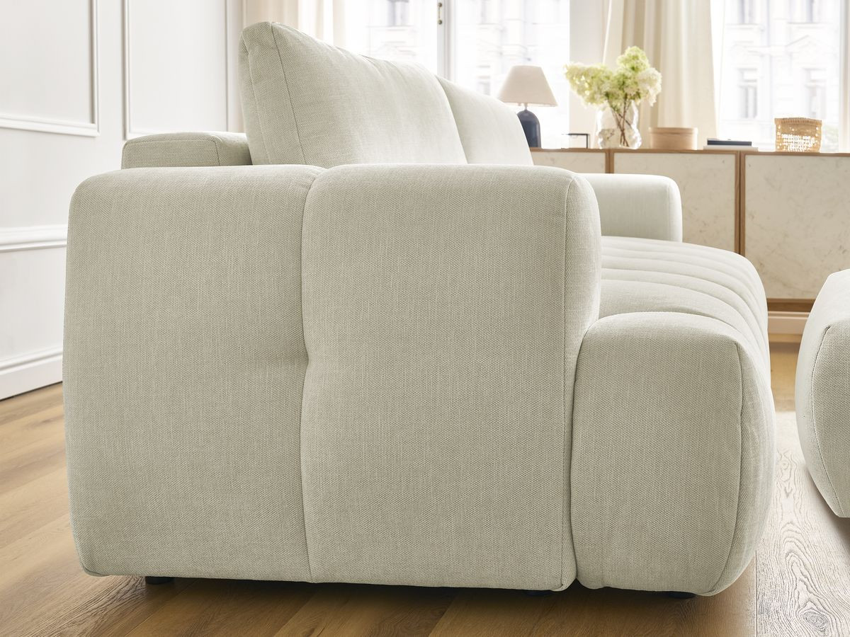 Bobochic Fuji Schlafsofa 3-Sitzer mit Bettkasten und Pouf Stoff Beige