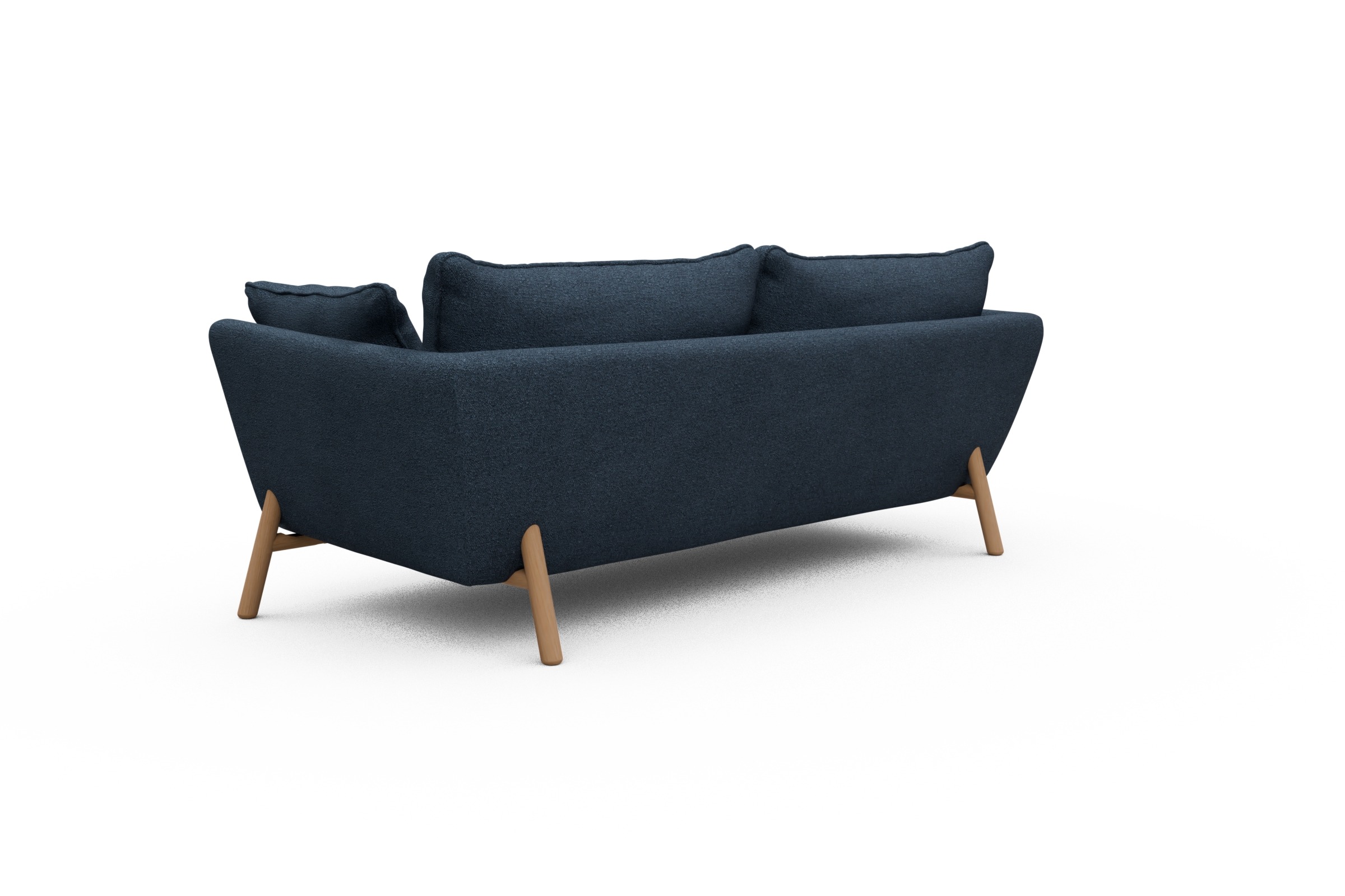 Sofa Emil PREMIUM 3-Sitzer Beinfarbe Eiche Natur Boucle-Blue