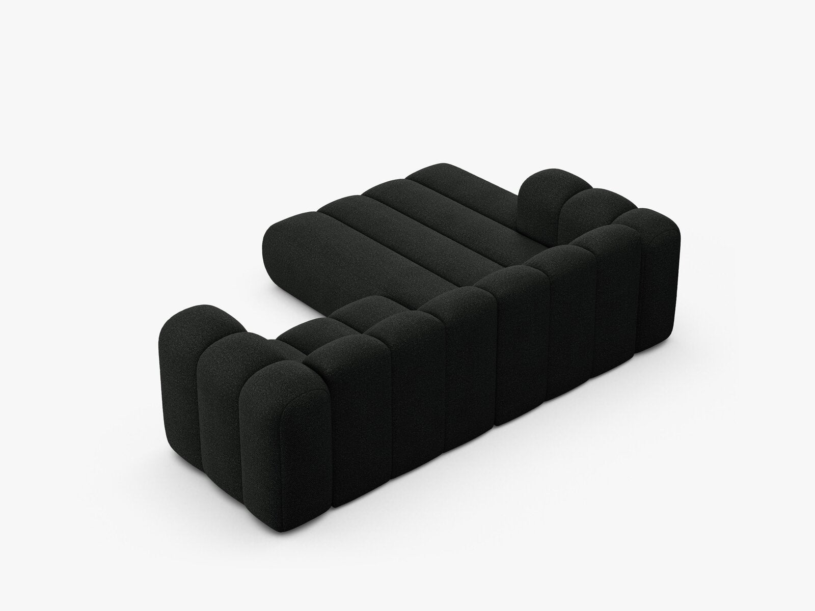 Micadoni Modulares Ecksofa Lupine 3-Sitzer Links Boucle Baloo Schwarz