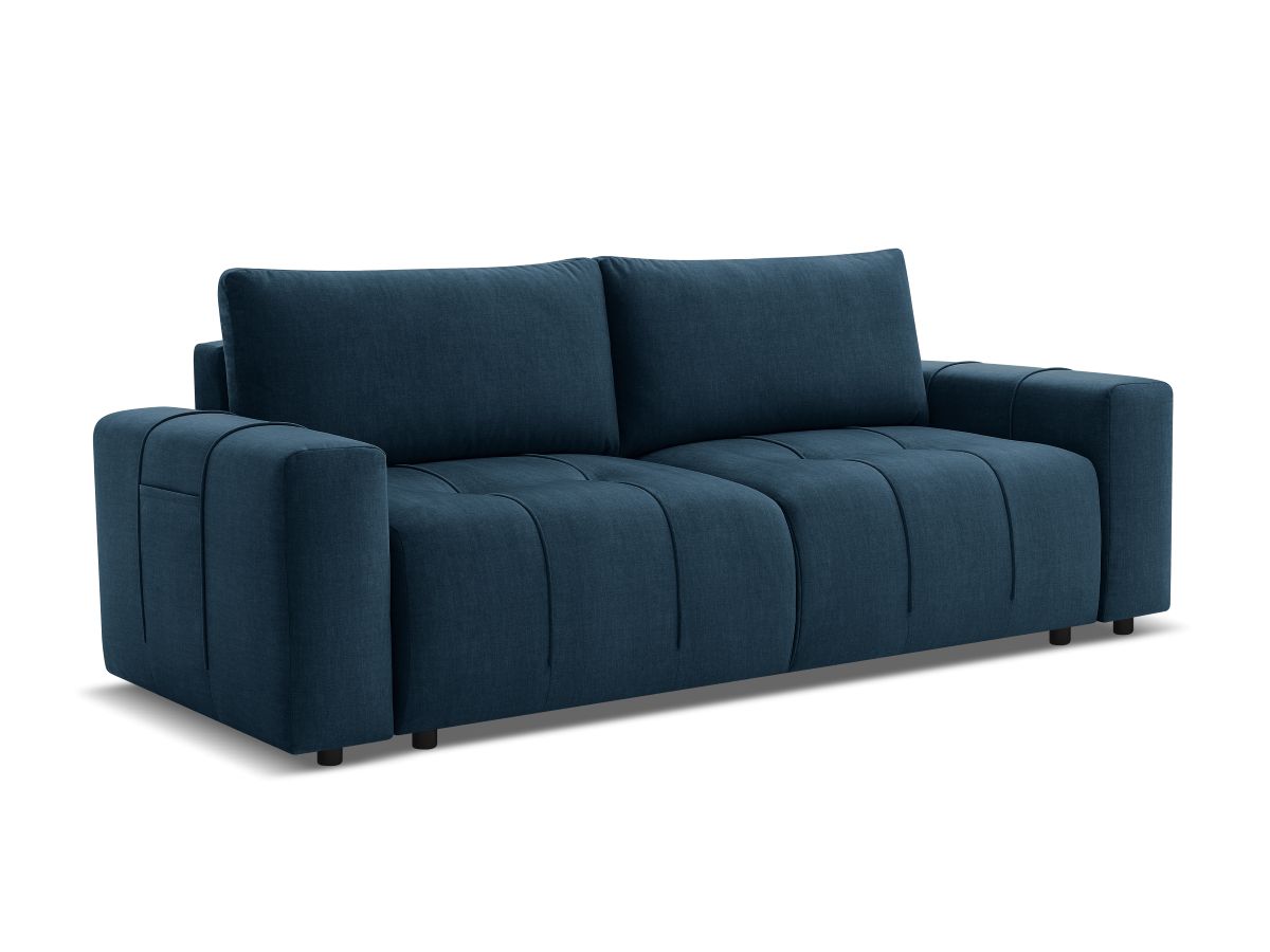 Bobochic Arsene Schlafsofa 3-Sitzer mit Bettkasten Samt Blau