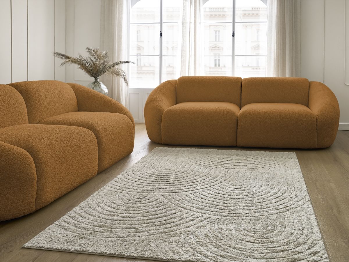 Bobochic Tina Sofa 5-Sitzer Bouclé-Stoff Gelb