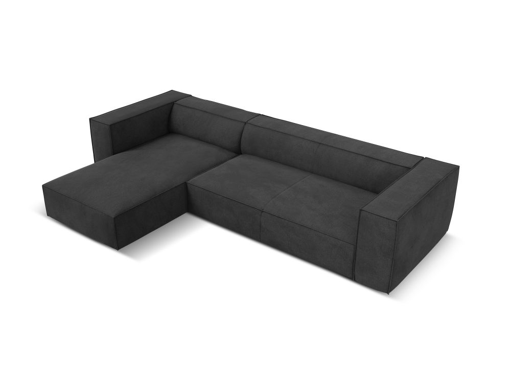 Cosmopolitan Design Ecksofa Turin 5-Sitzer Strukturierter Stoff Rosario Dunkelgrau Melange Links