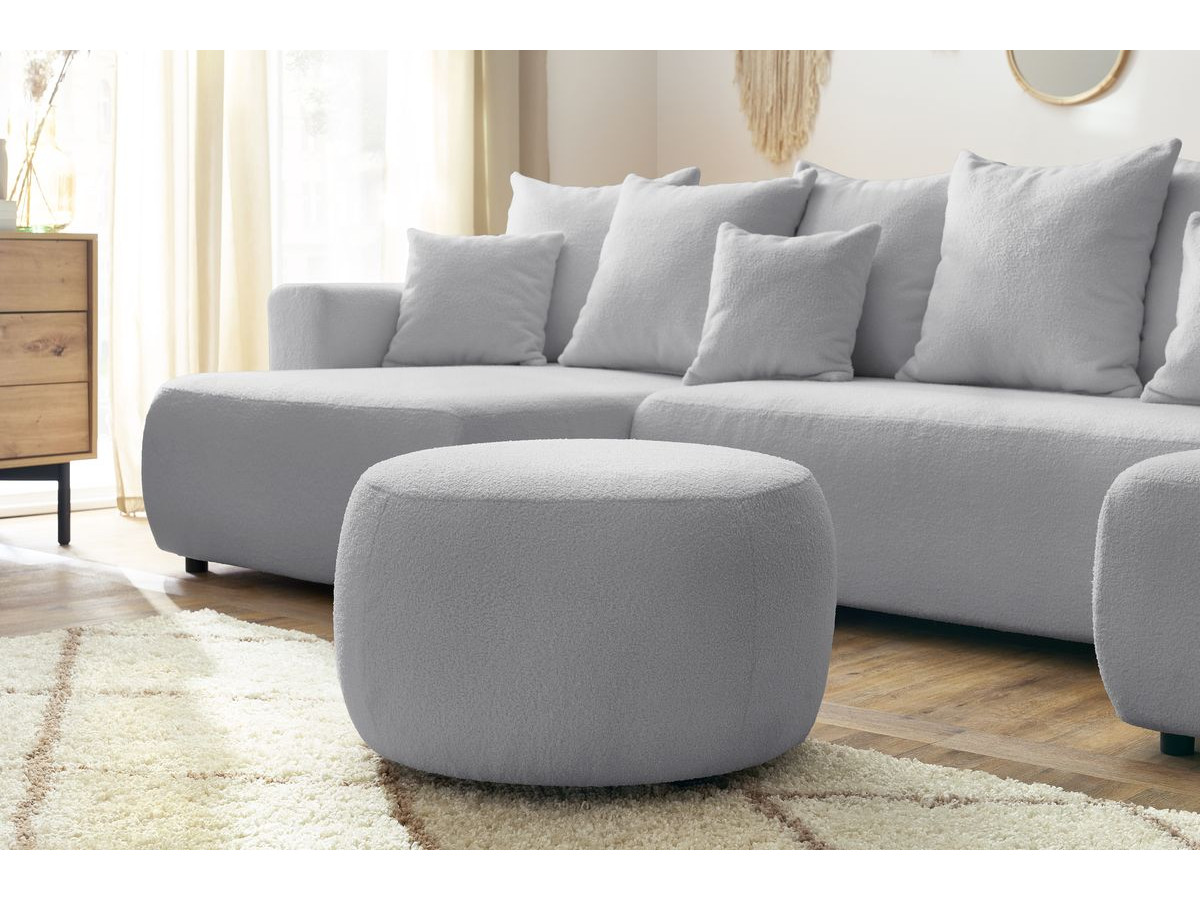 Bobochic Envy Wohnlandschaft mit rundem Pouf Bouclé-Stoff Hellgrau